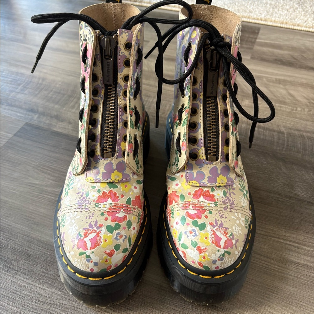 Dr. Martens Sinclair Multicolor Floral Combat Boots worn once